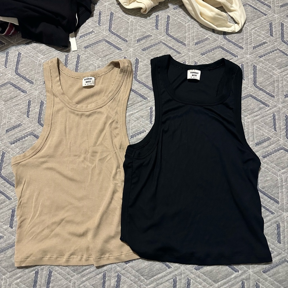 Aritzia Tan and Black Tank Tops